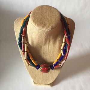 OOAK ceramic multi-strand necklace, unknown artist